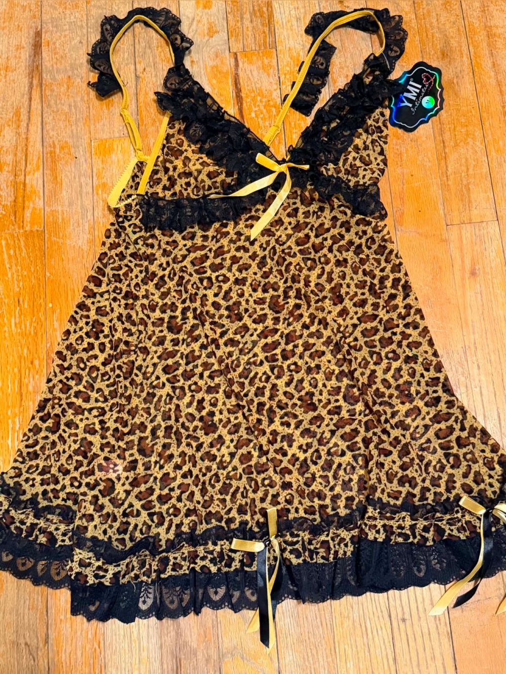 Leopard Print Girls' Costume Dress with Black Lace Trim